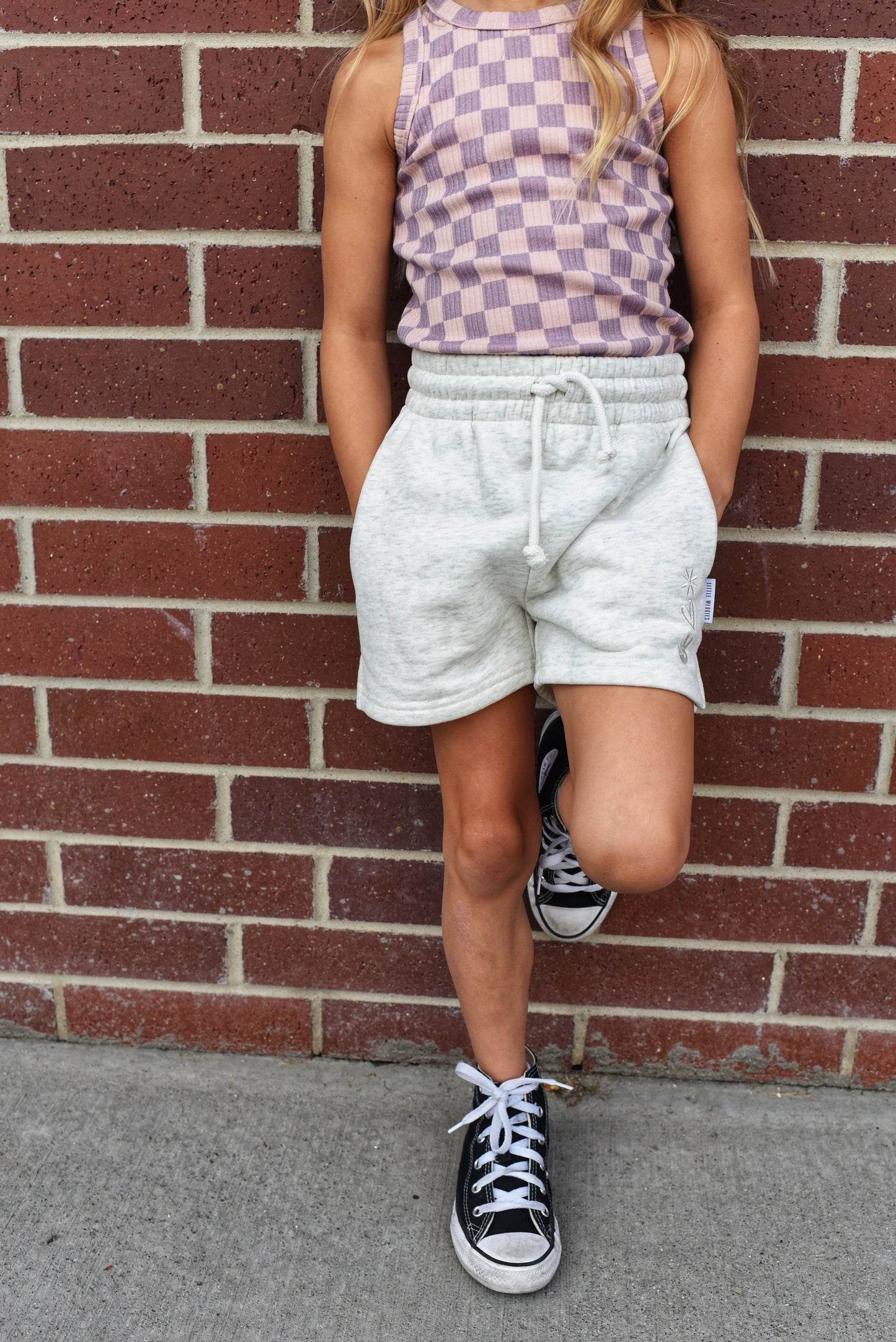 girls fleece short - heathered cream