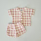 waffle short set - pink gingham