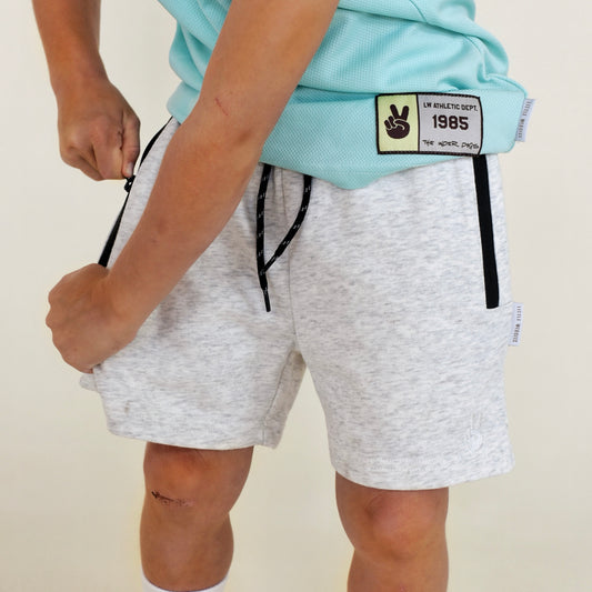 zipper short - light grey
