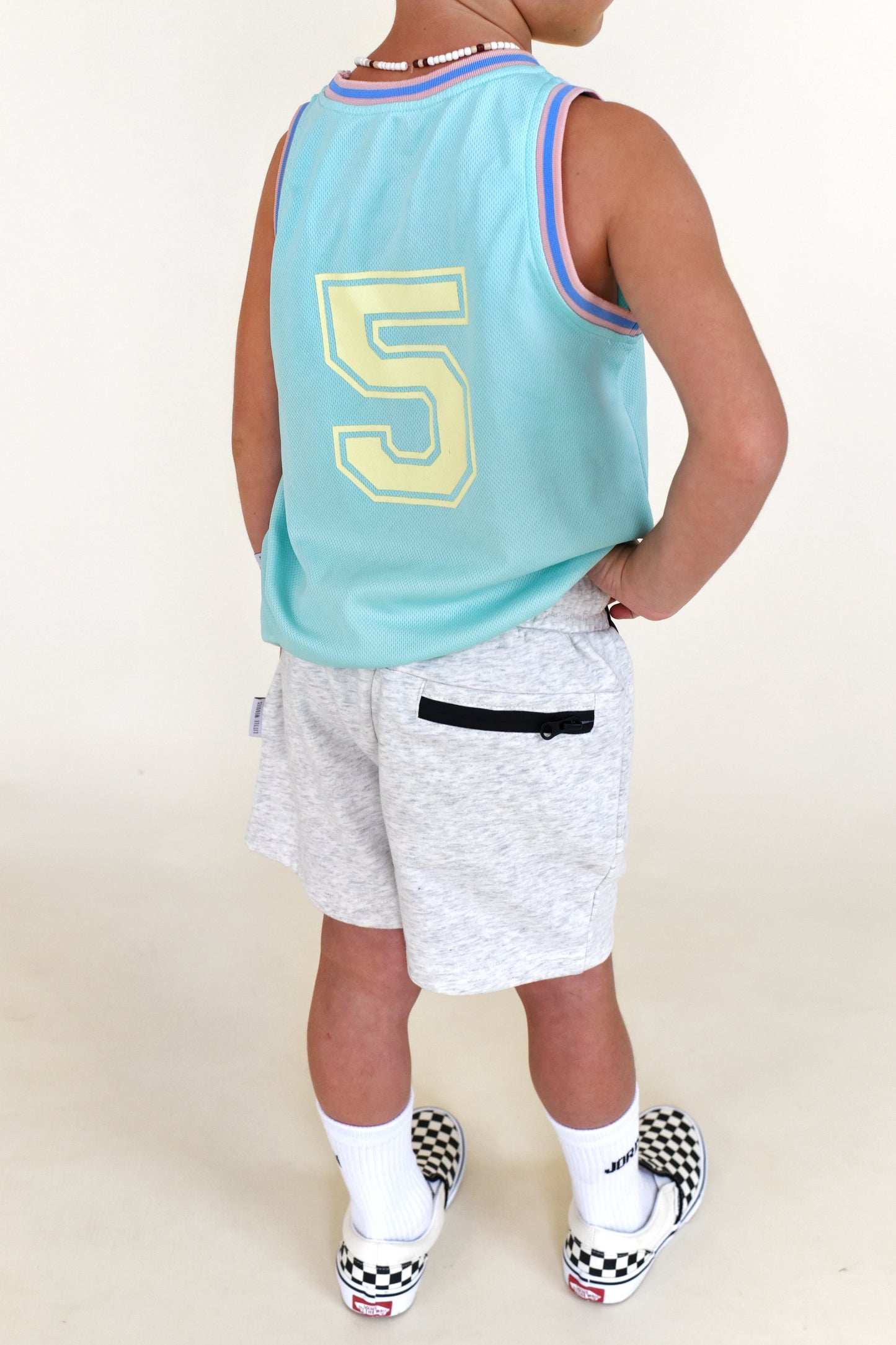 zipper short - light grey