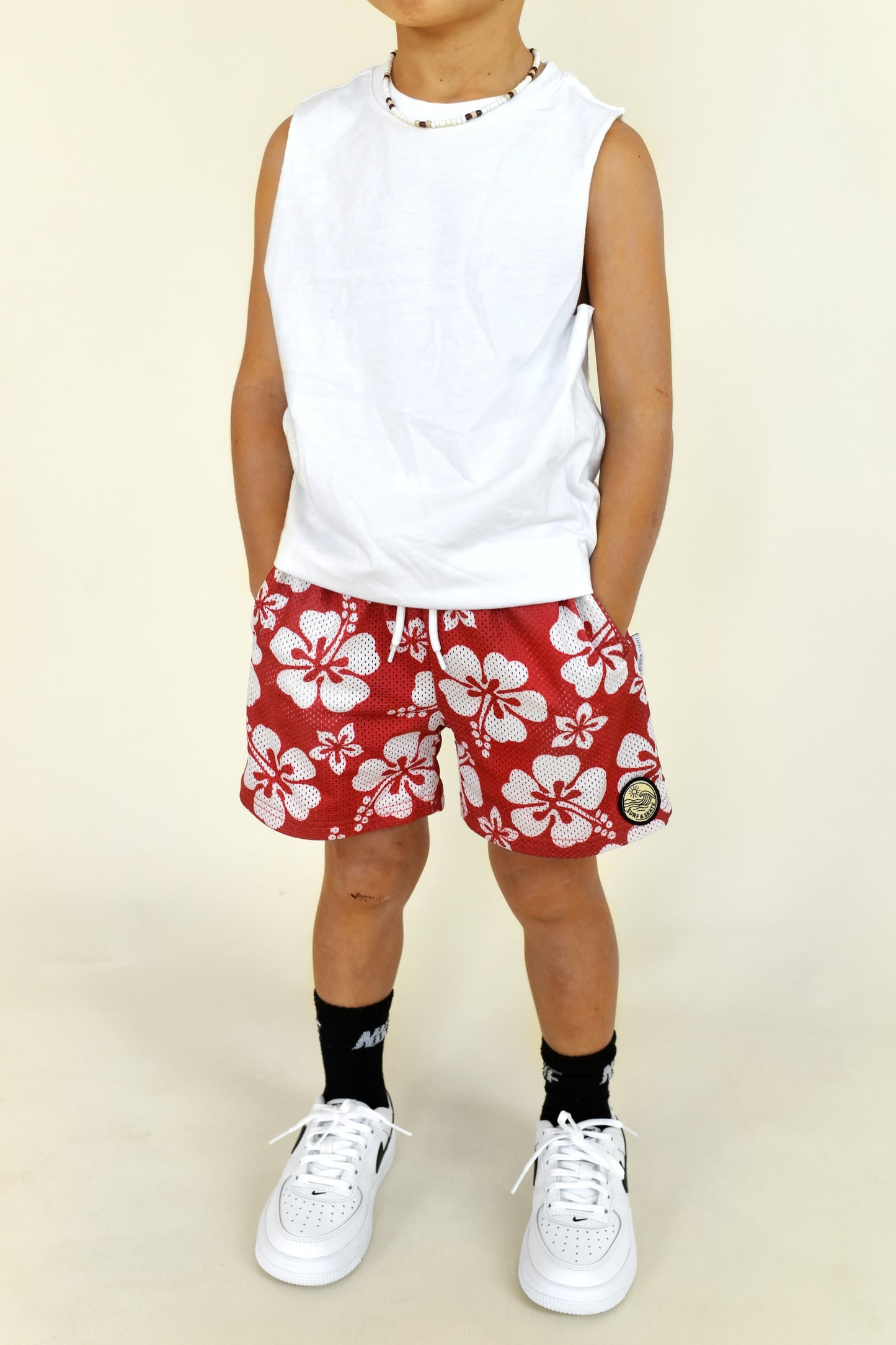 mesh short - hibiscus