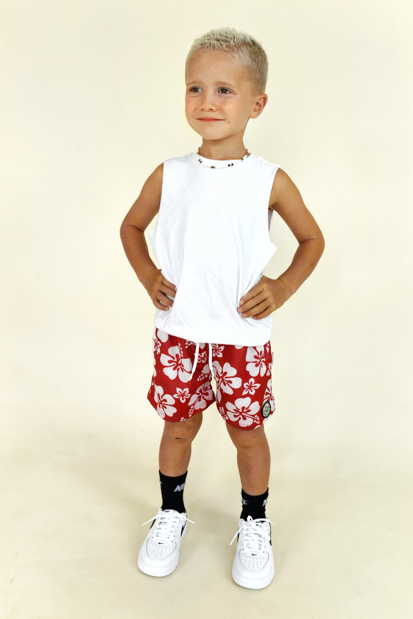 mesh short - hibiscus
