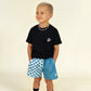 mesh short - teal check