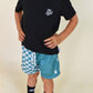 mesh short - teal check