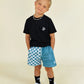 mesh short - teal check