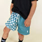 mesh short - teal check