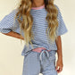 oversized tee set - blue stripe