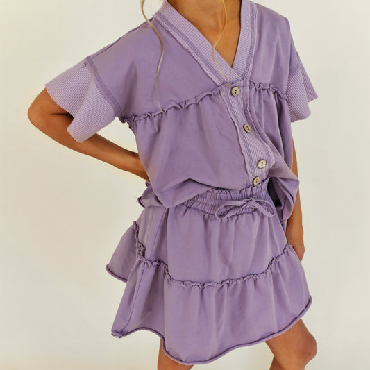 peplum + skirt set - purple