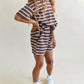 oversized tee set - brown stripe