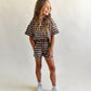 oversized tee set - brown stripe