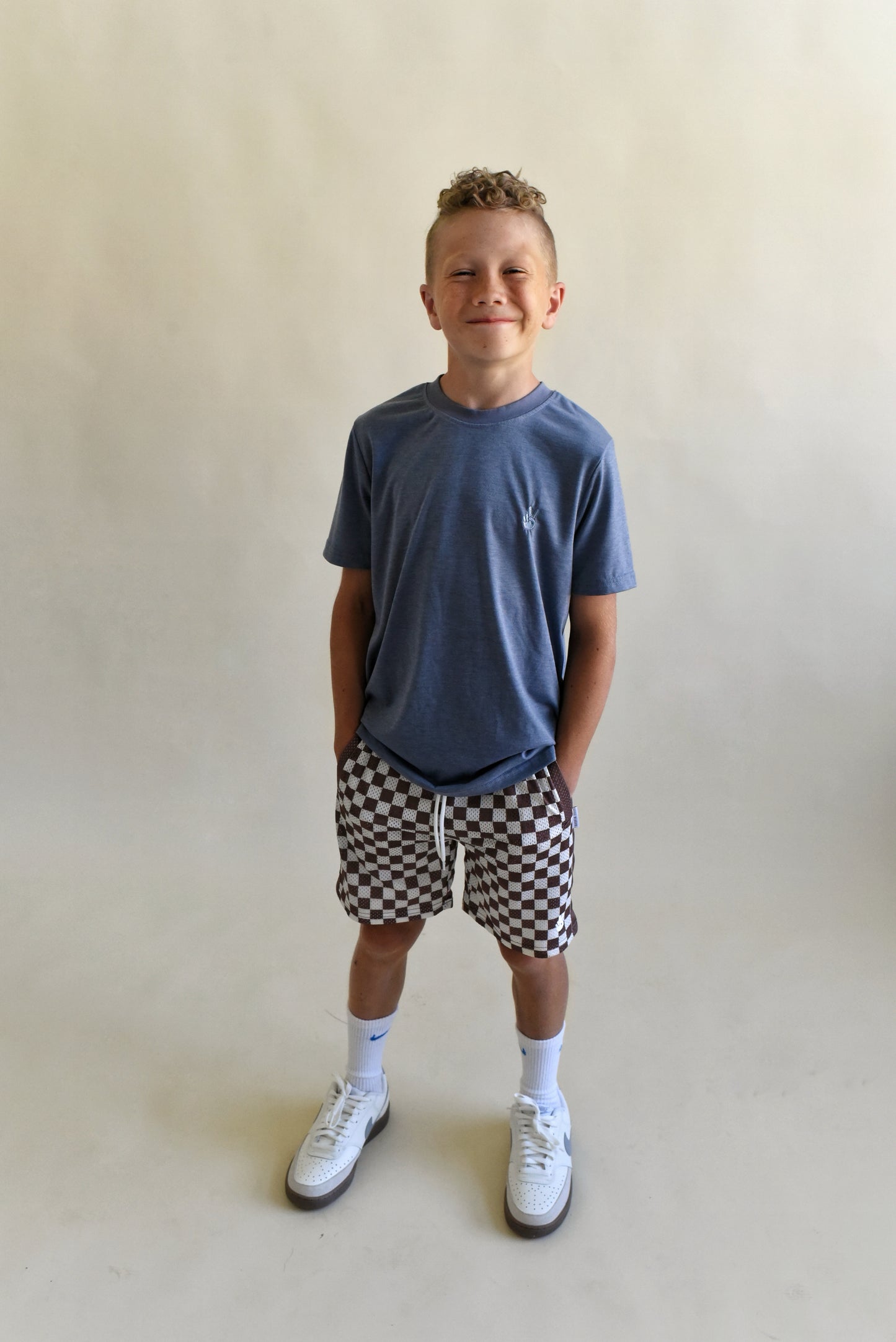mesh short - brown check