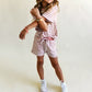 oversized tee set - pink stripe