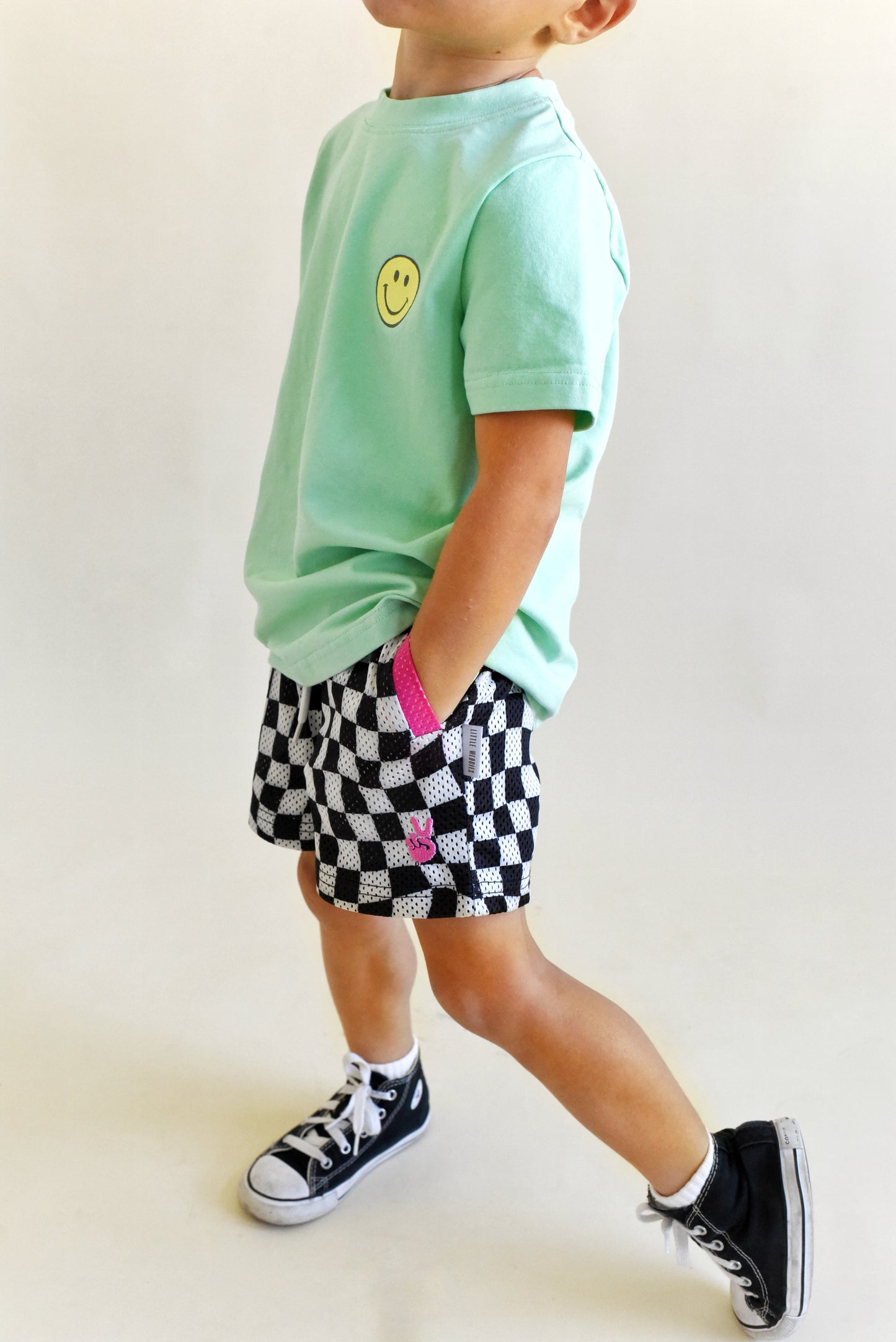 mesh short - wavy check