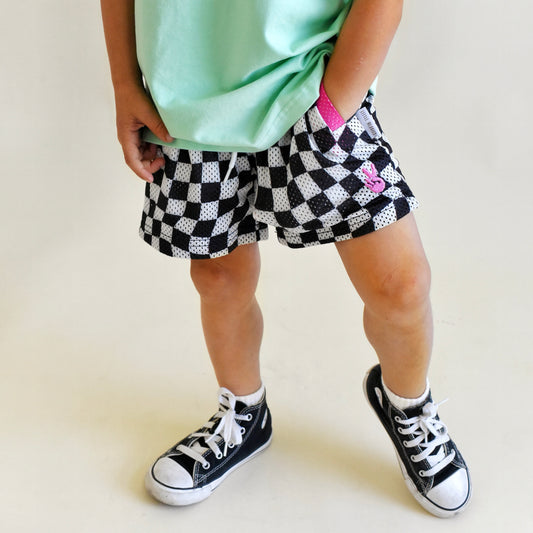 mesh short - wavy check