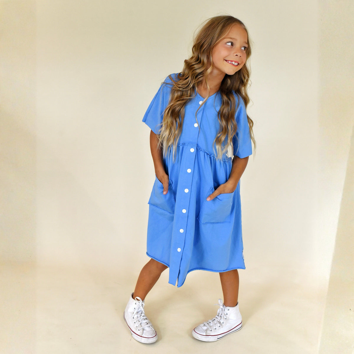 button dress - blue