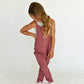 pocket romper - berry waffle