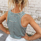 ribbed tank top - green + pink