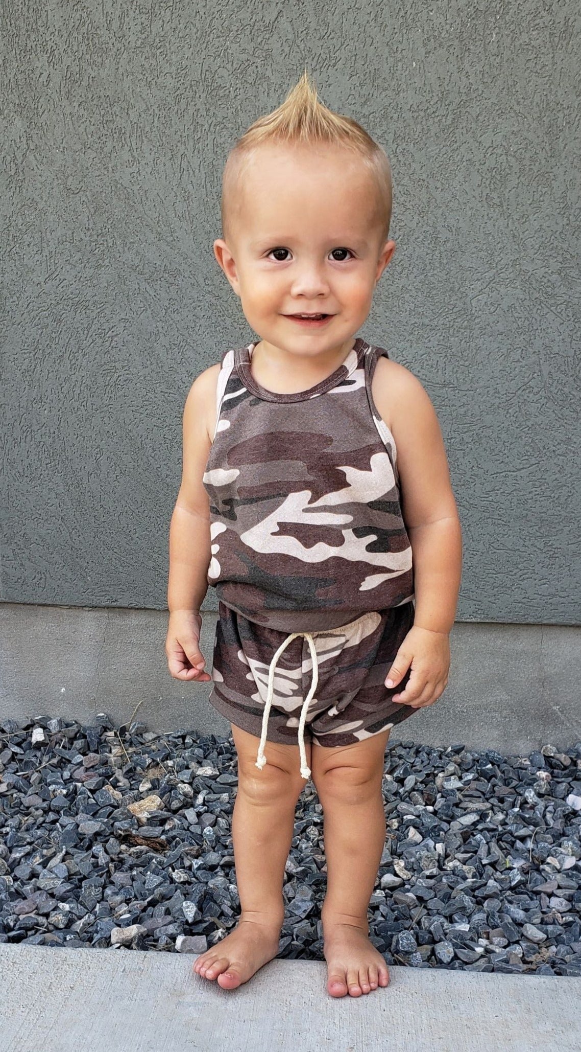 shortie tank romper - brown camo (SEE SIZING NOTE)