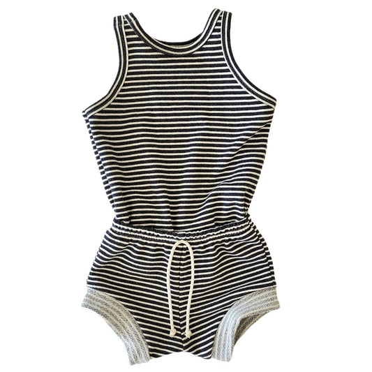 shortie tank romper - narrow stripe
