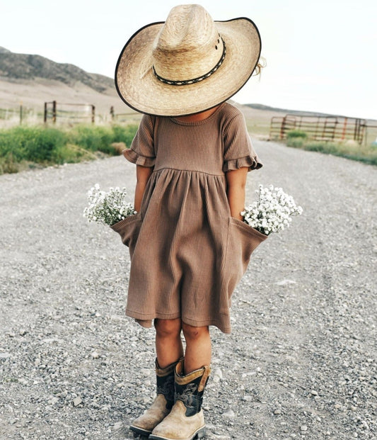 pocket dress - brown