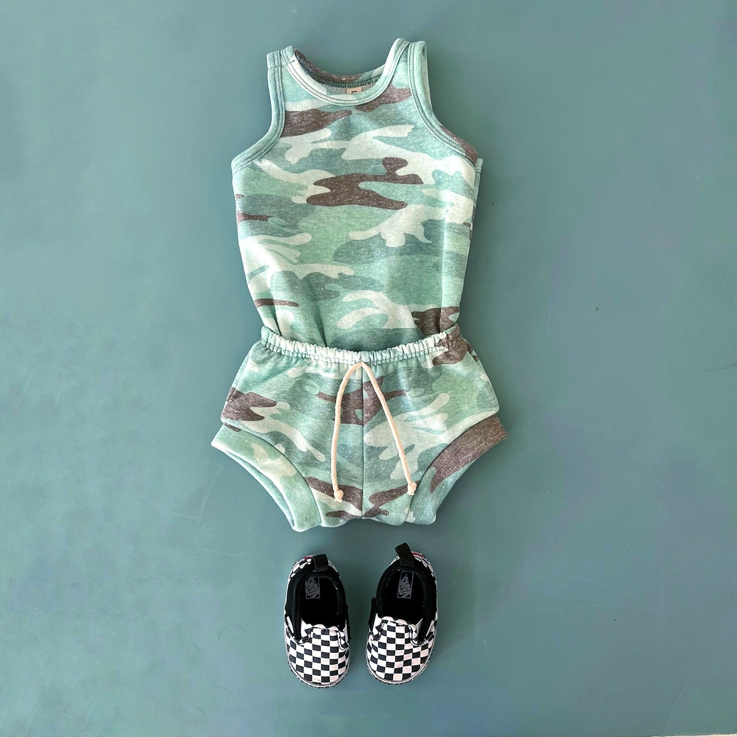 shortie tank romper - mint camo (SEE SIZING NOTE)